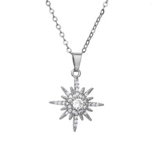 Load image into Gallery viewer, Crystal starburst silver necklace
