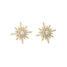 Load image into Gallery viewer, Crystal starburst gold earrings
