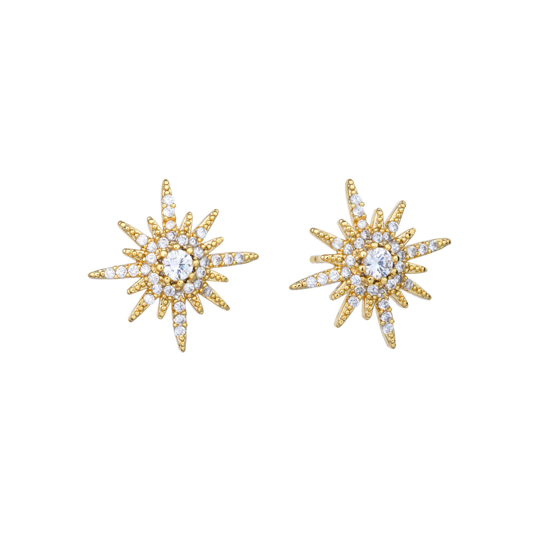 Crystal starburst gold earrings