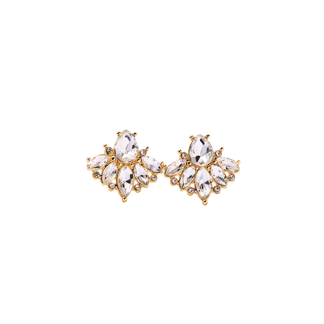 Art deco Crystal gold earrings