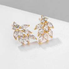 Load image into Gallery viewer, Crystal leaf design Earrings in Gold
