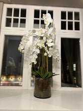 Load image into Gallery viewer, Large White Tall Orchid In Glass Pot
