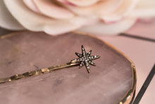 Load image into Gallery viewer, Starburst hair clip in gold with crystal embellishment
