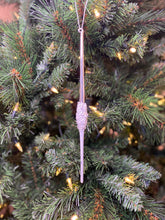 Load image into Gallery viewer, Silver Glass icicle decoration with crushed glass detail
