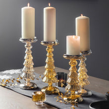 Load image into Gallery viewer, Antique silver glass Christmas Tree candle holder
