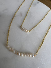 Load image into Gallery viewer, Freshwater 5 Pearl fine chain necklace.
