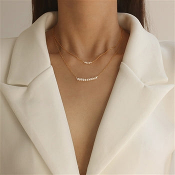Freshwater 5 Pearl fine chain necklace.