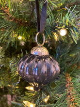 Load image into Gallery viewer, Small Fluted glass bauble in Smokey blue

