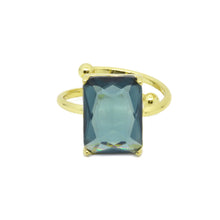 Load image into Gallery viewer, Faceted gem adjustable ring in petrol blue
