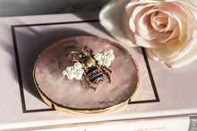 Load image into Gallery viewer, Ruby and Pearl Gold Bee Brooch
