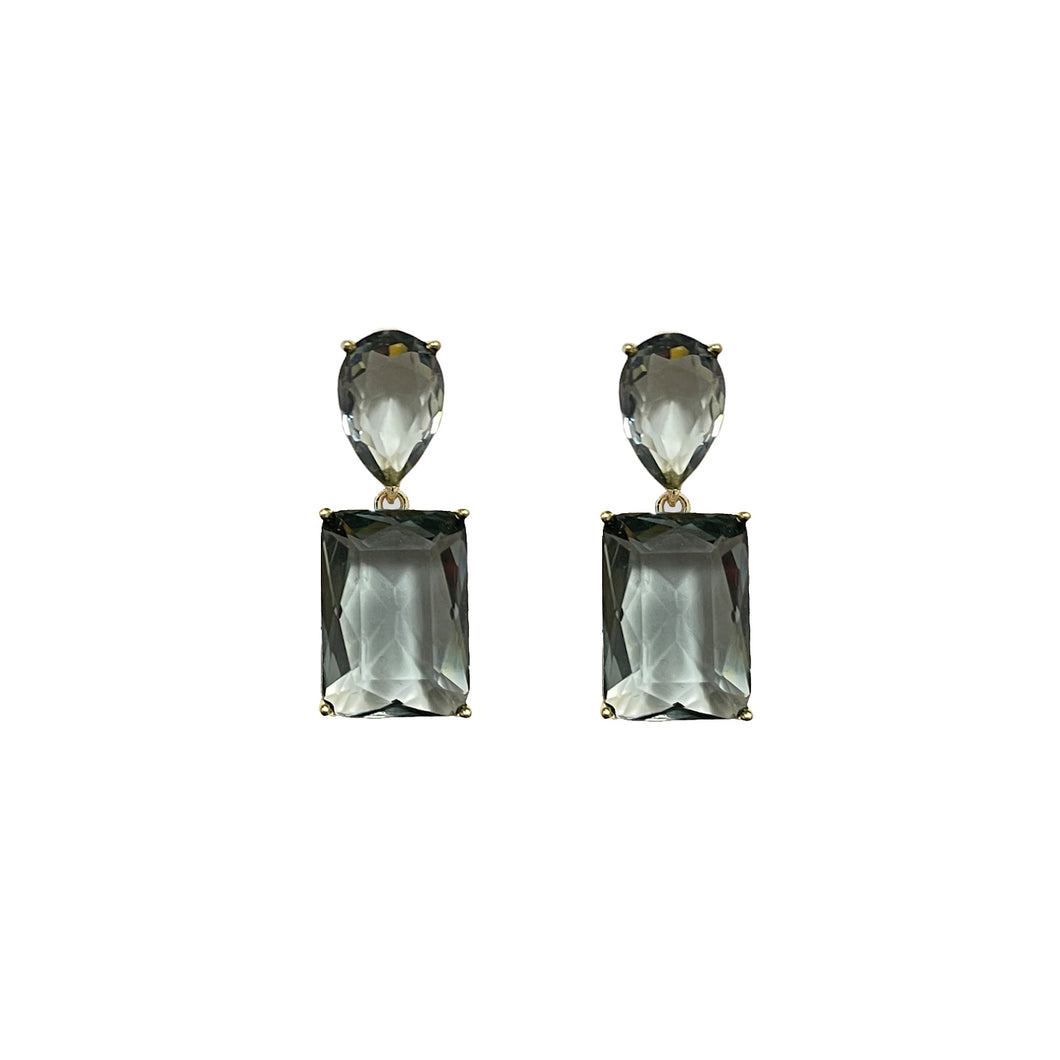 Teardrop rectangle gem stud earrings in slate