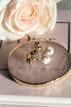 Load image into Gallery viewer, Gold Bee with Embellished Pearl Honey Hive Earrings
