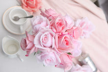 Load image into Gallery viewer, Mixed pink rose Bud bouquet with Herringbone glass vase and fragrance
