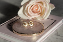 Load image into Gallery viewer, Pearl Circle Stud Gold Bee Earrings
